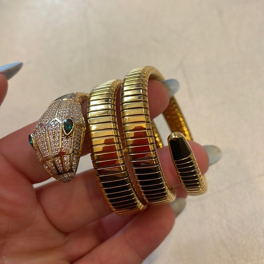 Serpent wrap gold bracelet